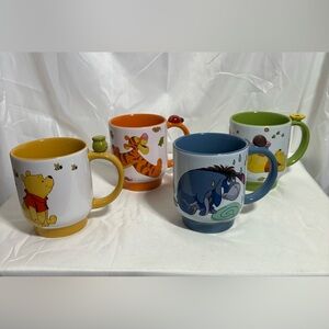 DISNEY SET OF 4 Winnie the Pooh and friends Stackable Mugs